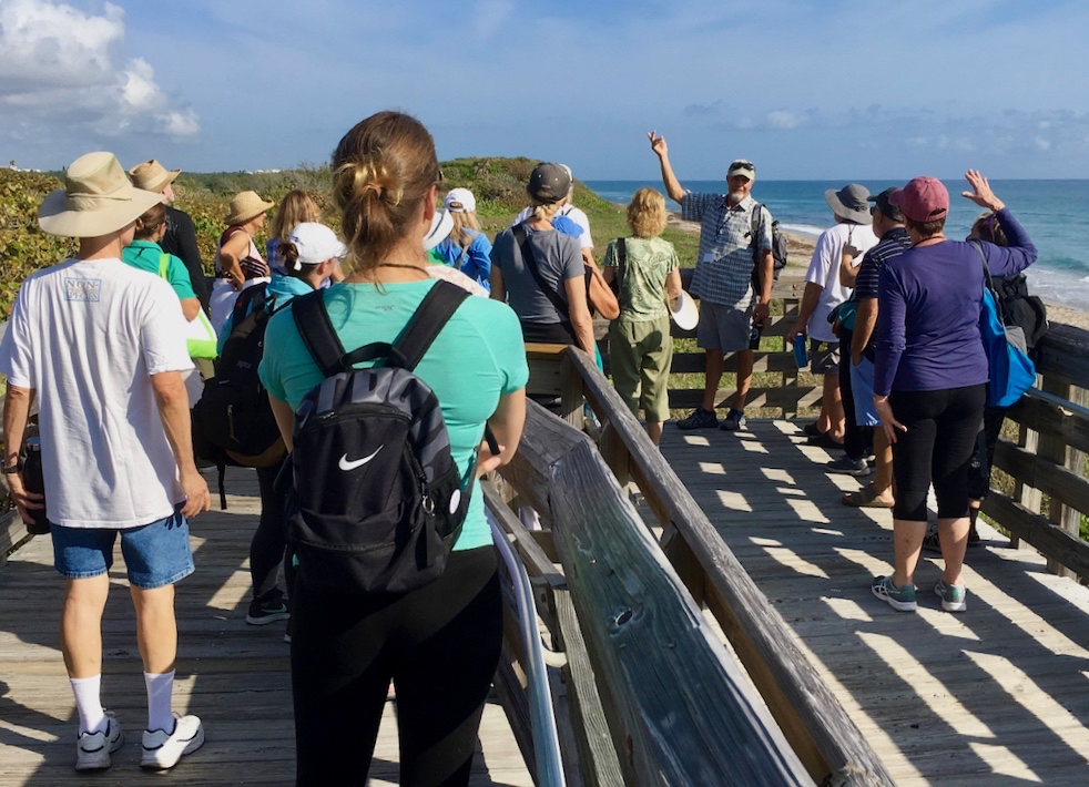 Instructor, Paul Davis explaining the importance of estuaries and hammocks to the 2019 Stewards at MacArthur Beach State Park