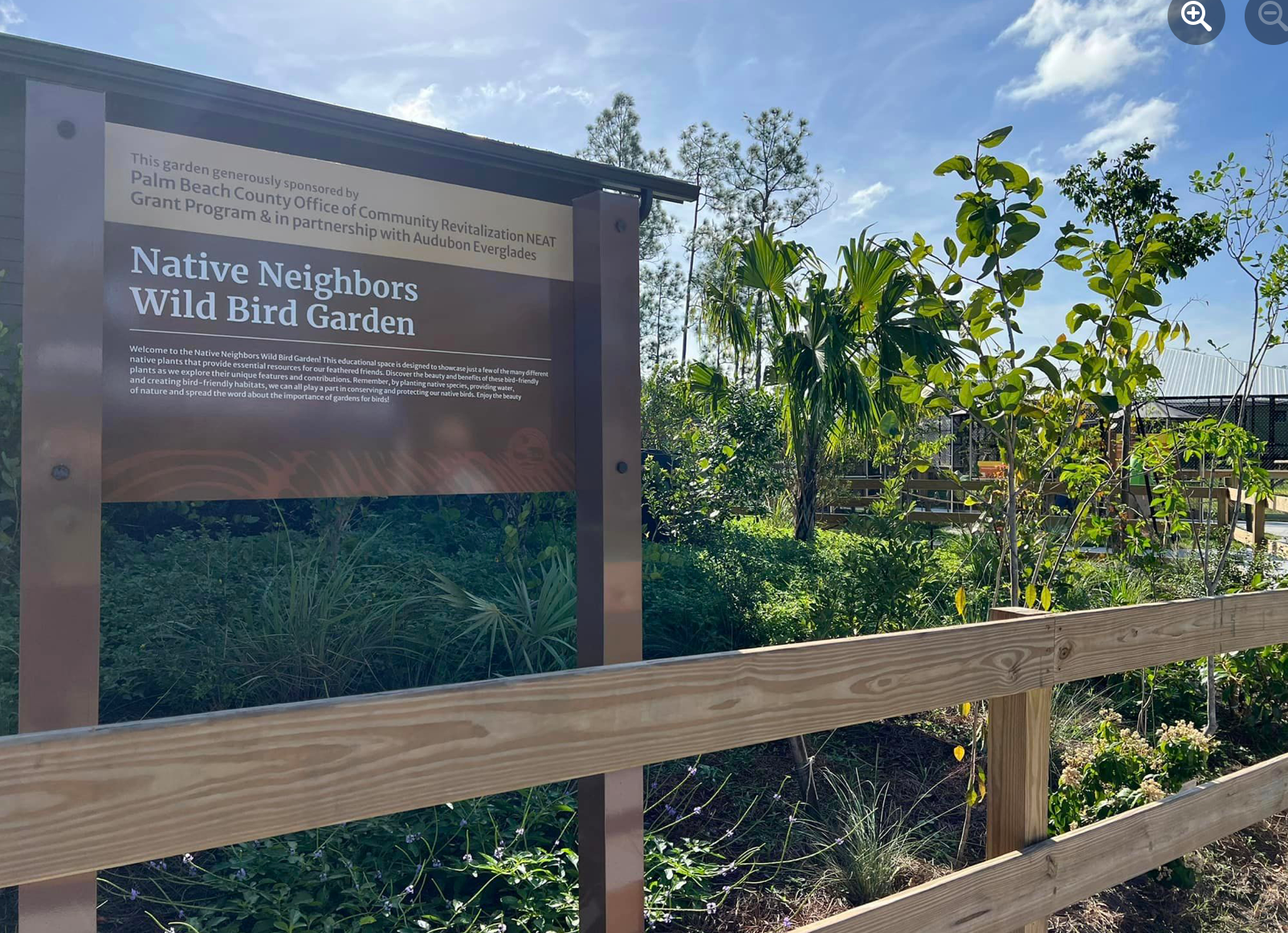 Native Neighbors Wild Bird Garden sign, created in partnership with Audubon Everglades